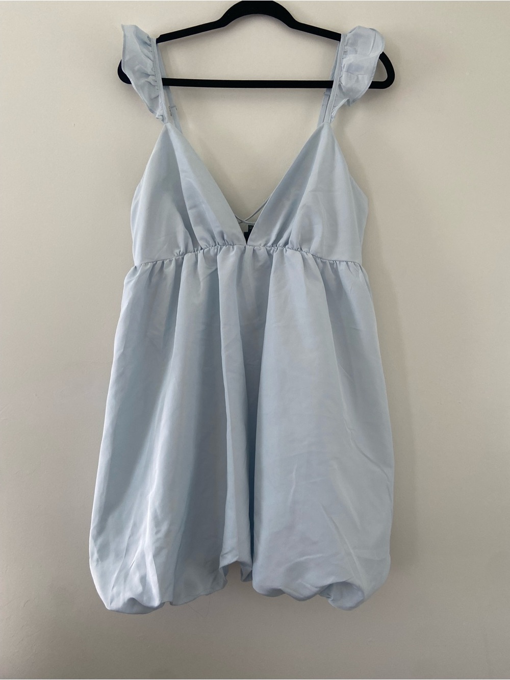Light Blue Ruffle Strap Babydoll Nightdress